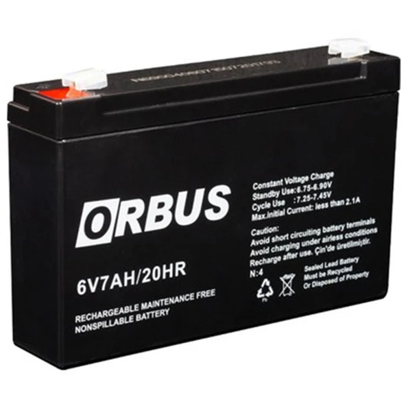 Orbus 6 Volt 7 Amper Kuru Akü (150 X 30 X 94 Mm) ürün görseli 1