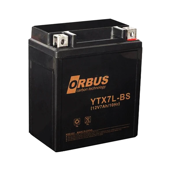 Orbus YTX7L-BS 12 V 7 Amper Karbon Elektrikli Bisiklet Aküsü ürün görseli 1