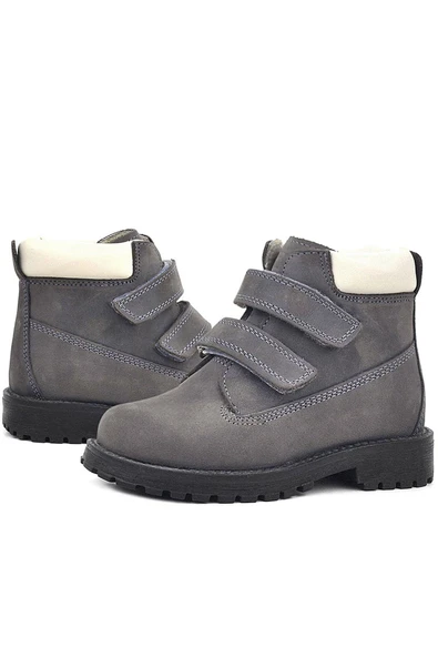 Rakerplus Neson Hakiki Deri Gri Cırtlı Kürklü Çocuk Bot - Resim 7