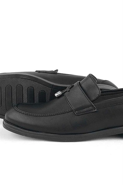 Rakerplus Loafer Siyah Mat Erkek Klasik Çocuk Ayakkabı - Resim 7