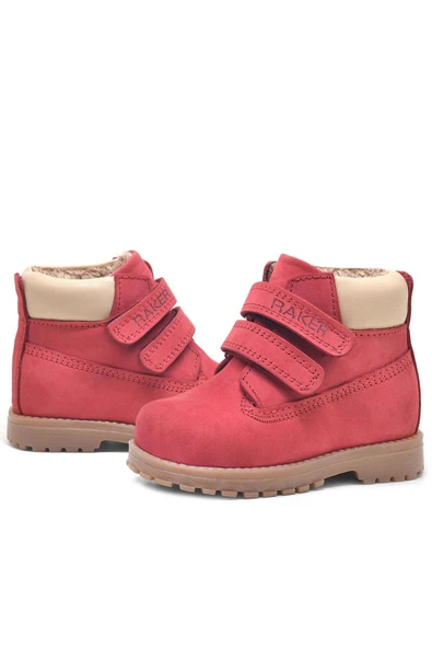 Rakerplus Neson Hakiki Deri Kırmızı Cırtlı Çocuk Bot - Resim 6