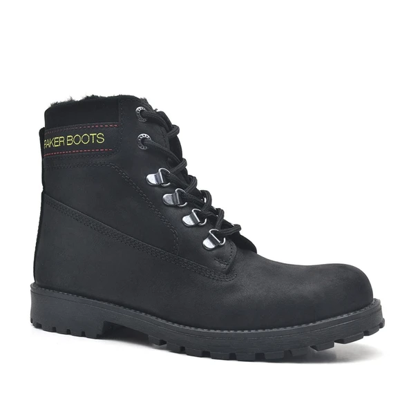 Rakerplus Neson Hakiki Deri Siyah Fermuarlı Kışlık Bot ürün görseli