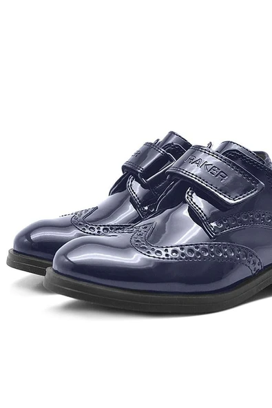 Rakerplus Lacivert Cırtlı Oxford Erkek Çocuk Rugan Ayakkabı - Resim 7