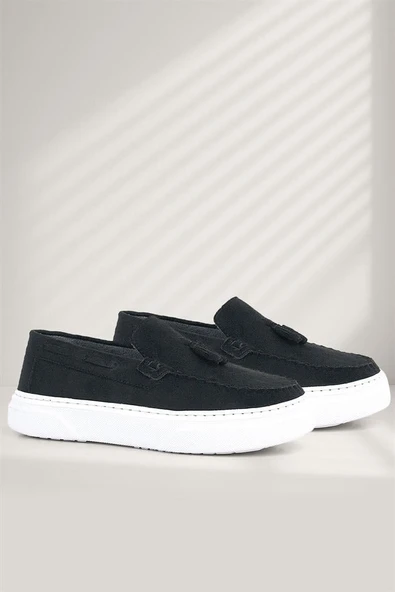 Rakerplus Siyah Süet Erkek Çocuk Klasik Makosen Ayakkabı - Resim 8