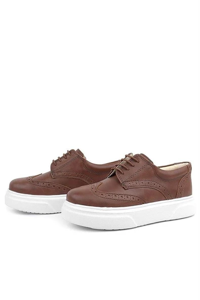 Rakerplus Taba Beyaz Taban Oxford Çocuk Klasik Ayakkabı - Resim 5