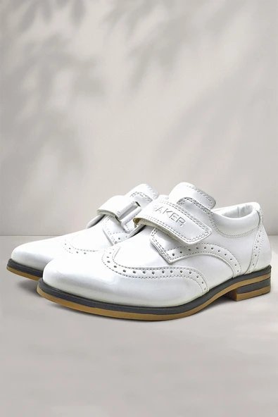 Rakerplus Beyaz Rugan Cırtlı Klasik Erkek Çocuk Ayakkabı ürün görseli