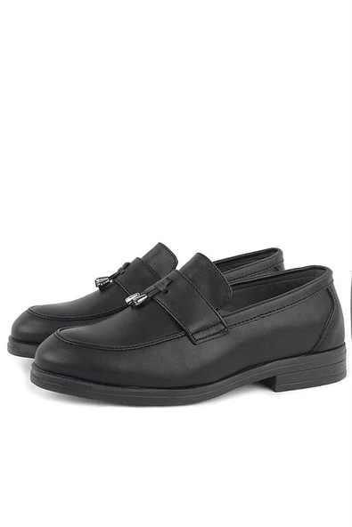 Rakerplus Loafer Siyah Mat Erkek Klasik Çocuk Ayakkabı - Resim 4