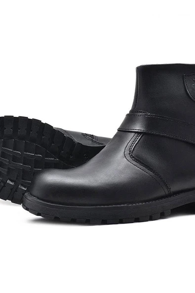 Rakerplus Chiron Hakiki Deri Siyah Fermuarlı Çocuk Çizme Bot - Resim 7