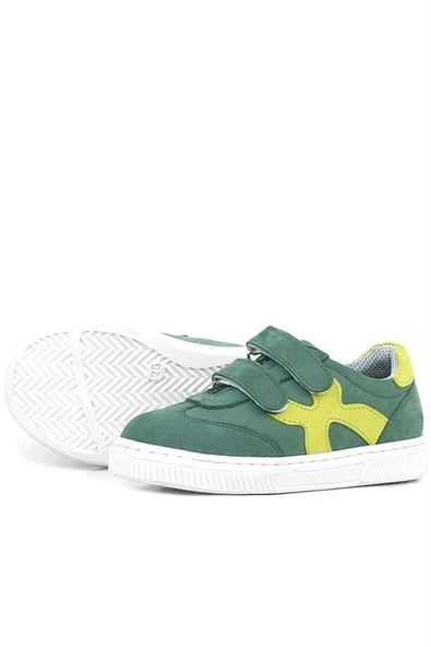 Rakerplus Hakiki Deri Yeşil Cırtlı Çocuk Spor Ayakkabı - Resim 12