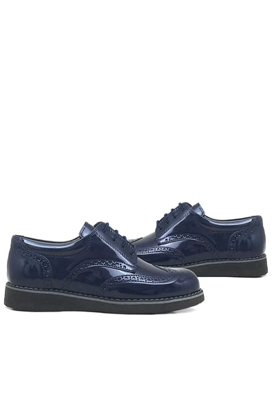 Rakerplus Lacivert Rugan Bağcıklı Günlük Erkek Genç Okul Ayakkabı - 7