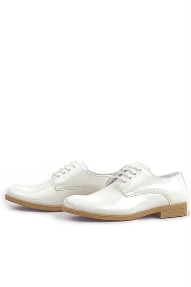 Rakerplus Krem Rugan Bağcıklı Oxford Çocuk Okul Ayakkabısı - 11