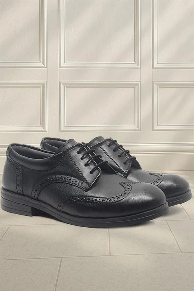 Rakerplus Siyah Bağcıklı Erkek Çocuk Klasik Okul Ayakkabısı - 8