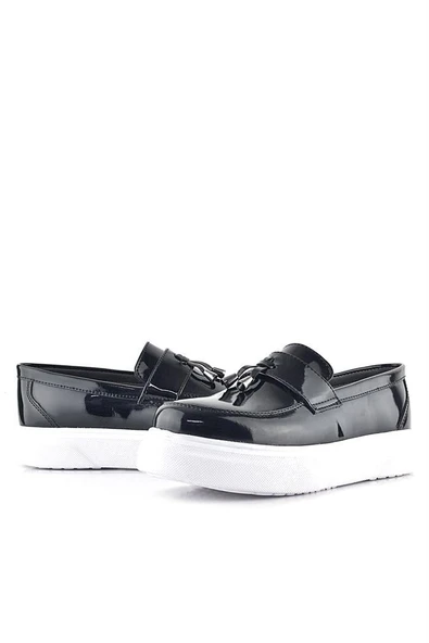 Rakerplus Siyah Rugan Beyaz Taban Loafer Klasik Çocuk Ayakkabısı - Resim 8