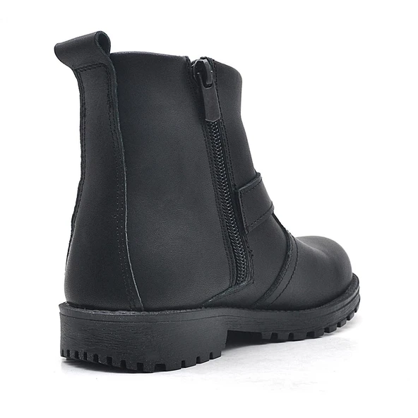 Rakerplus Chiron Hakiki Deri Siyah Fermuarlı Çocuk Çizme Bot - Resim 8