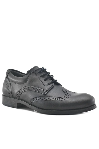 Rakerplus Titan Hakiki Deri Siyah Klasik Erkek Çocuk Ayakkabısı - Resim 9