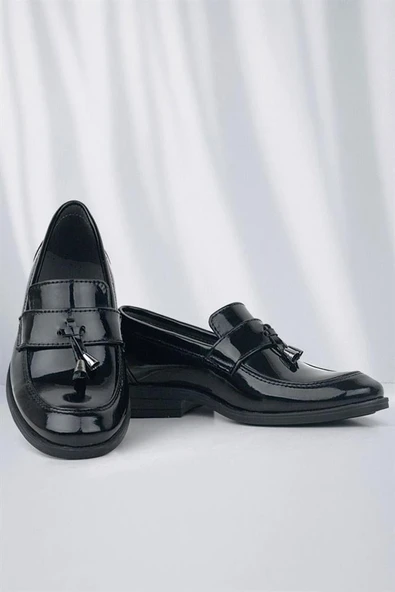 Rakerplus Loafer Siyah Rugan Erkek Klasik Çocuk Ayakkabı ürün görseli
