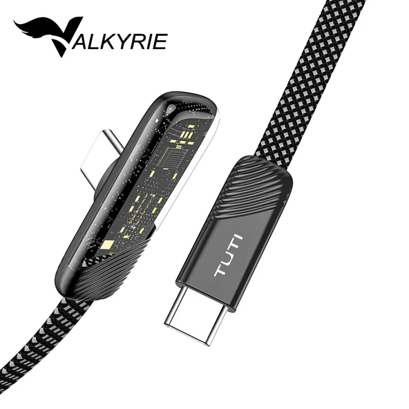 Valkyrie Tuti Süper Hızlı 60W PD Type-C Şarj ve Data Kablosu - Dayanıklı Örgülü Tasarım Vertical Yatay Kablo 130cm - 3