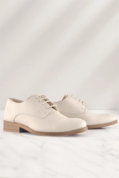 Rakerplus Krem Cilt Bağcıklı Oxford Çocuk Okul Ayakkabısı - 10
