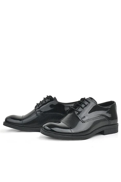 Rakerplus Siyah Rugan Bağcıklı Oxford Çocuk Klasik Ayakkabı - Resim 5