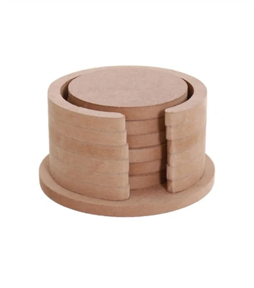 Ahşap Boyanabilir Dekoratif Yuvarlak Bardak Altlığı - 2