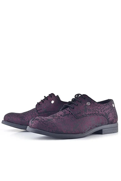 Rakerplus Bordo Bağcıklı Metal Detaylı Çocuk Klasik Takım Elbise Ayakkabı - 6