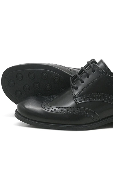 Rakerplus Titan Hakiki Deri Siyah Rugan Klasik Erkek Çocuk Ayakkabı - Resim 6