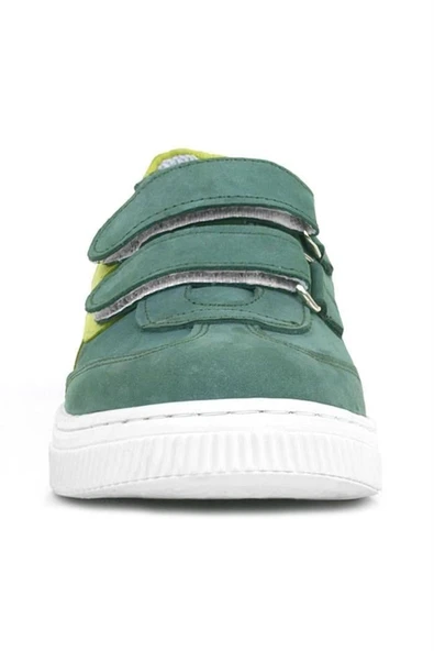 Rakerplus Hakiki Deri Yeşil Cırtlı Çocuk Spor Ayakkabı - Resim 2