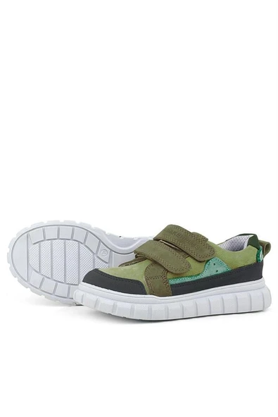 Rakerplus Hakiki Deri Yeşil Cırtlı Günlük Spor Çocuk Okul Ayakkabı - Resim 6