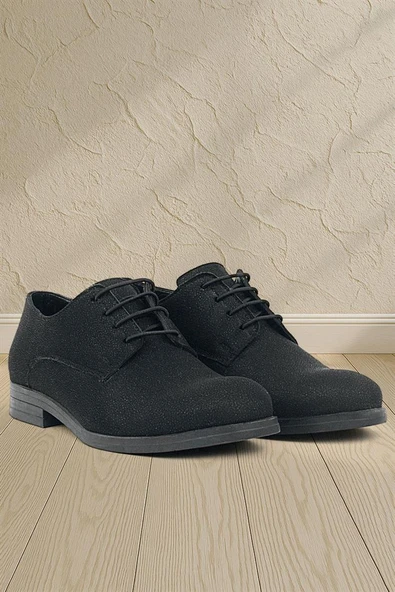 Rakerplus Siyah Simli Bağcıklı Takım Elbise Klasik Çocuk Ayakkabı - 9