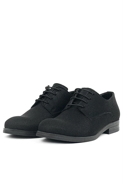 Rakerplus Siyah Simli Bağcıklı Takım Elbise Klasik Çocuk Ayakkabı - 5