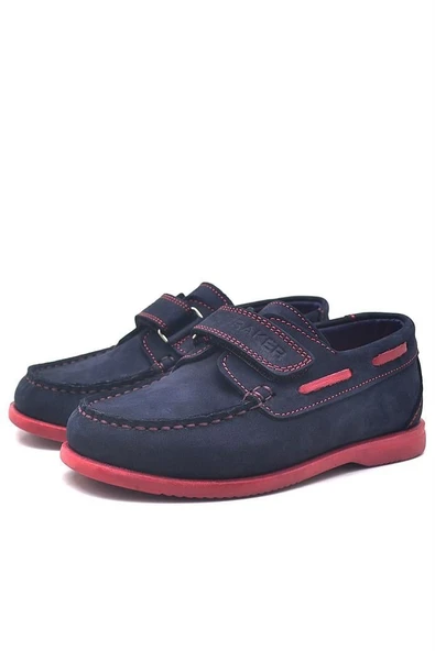 Rakerplus Simurg Hakiki Deri Lacivert Cırtlı Spor Erkek Çocuk Ayakkabı - Resim 4