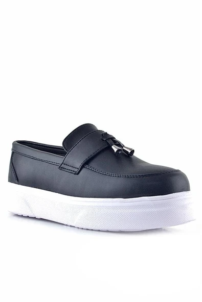 Rakerplus Siyah Mat Beyaz Taban Loafer Klasik Çocuk Ayakkabısı - Resim 10