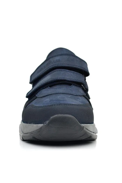 Rakerplus Hakiki Deri Lacivert Cırtlı Gri Tabanlı Çocuk Sneakers Spor Ayakkabı - Resim 4