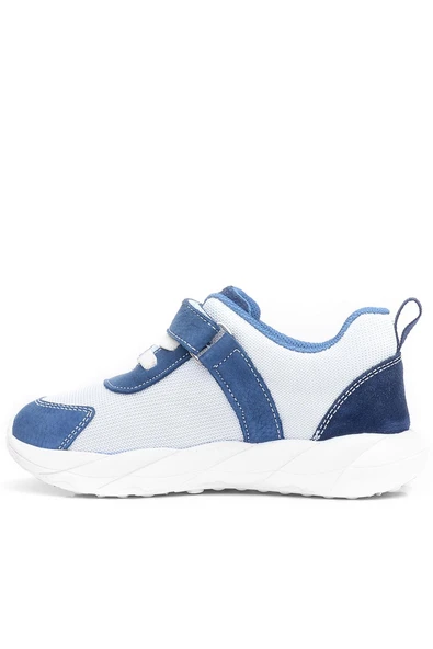 Rakerplus Barefoot Hakiki Deri Krem Lacivert Cırt Cırtlı Çocuk Spor Ayakkabı - 5