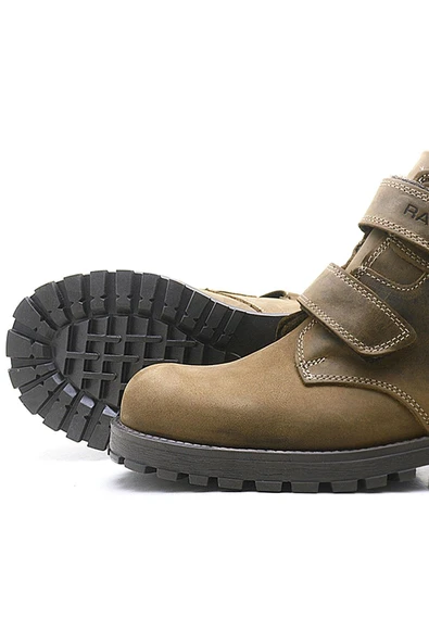 Rakerplus Sentor Hakiki Deri Kum Rengi Kürklü Cırtlı Çocuk Bot - Resim 12