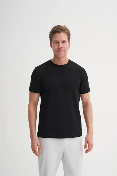 Cazador 4202 Bisiklet YaKa T-SHIRT Siyah - Resim 4