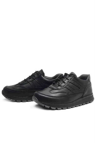 Rakerplus Hakiki Deri Siyah Bağcıklı Erkek Çocuk Spor Okul Ayakkabı - 3