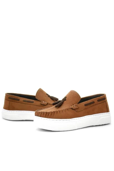 Rakerplus Taba Süet Erkek Çocuk Klasik Makosen Ayakkabı - Resim 8