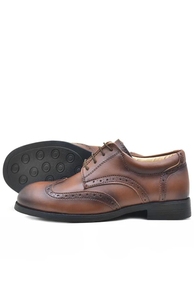 Rakerplus Titan Taba Bağcıklı Klasik Erkek Genç Abiye Ayakkabı - Resim 4