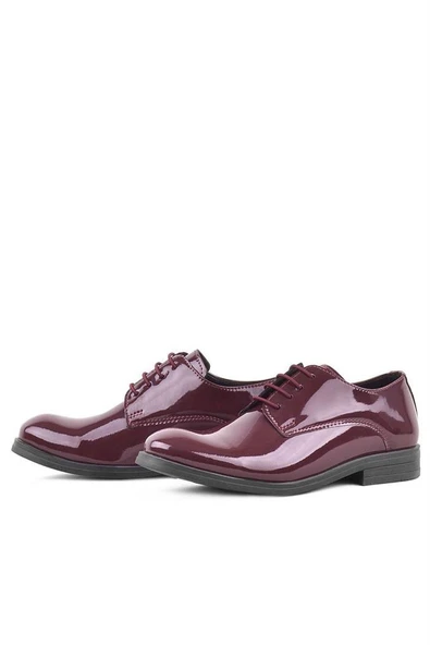 Rakerplus Bordo Rugan Bağcıklı Oxford Çocuk Okul Ayakkabısı - 12