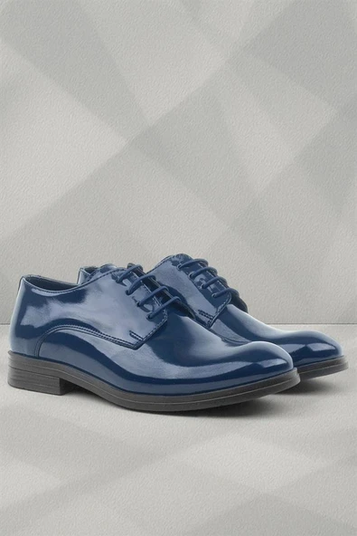 Rakerplus Lacivert Rugan Bağcıklı Oxford Çocuk Okul Ayakkabısı - 8