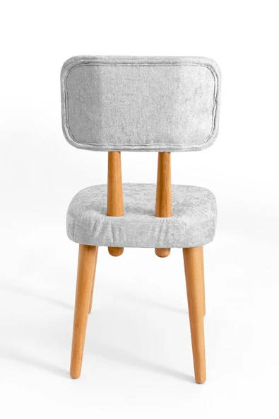 Tekli Ahşap Sandalye Kadife Sandal - Resim 5