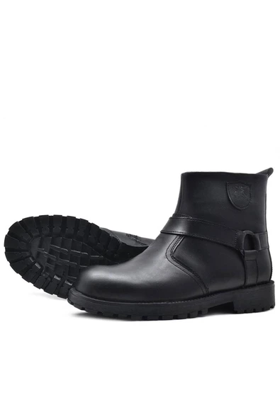 Rakerplus Chiron Hakiki Deri Siyah Fermuarlı Çocuk Çizme Bot - Resim 12