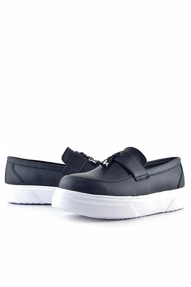 Rakerplus Siyah Mat Beyaz Taban Loafer Klasik Çocuk Ayakkabısı - Resim 8