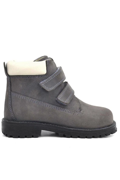 Rakerplus Neson Hakiki Deri Gri Cırtlı Kürklü Çocuk Bot - Resim 3