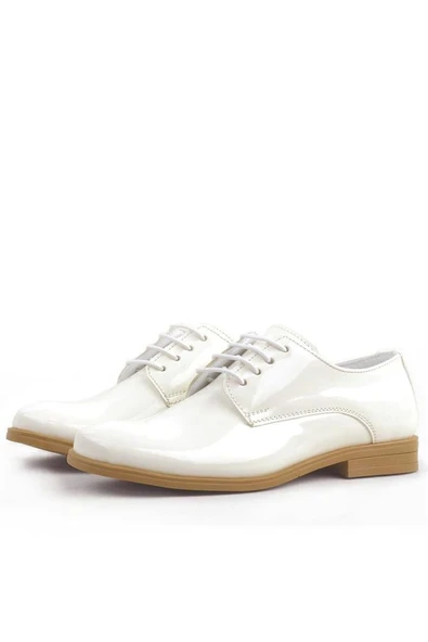 Rakerplus Krem Rugan Bağcıklı Oxford Çocuk Okul Ayakkabısı - Resim 4