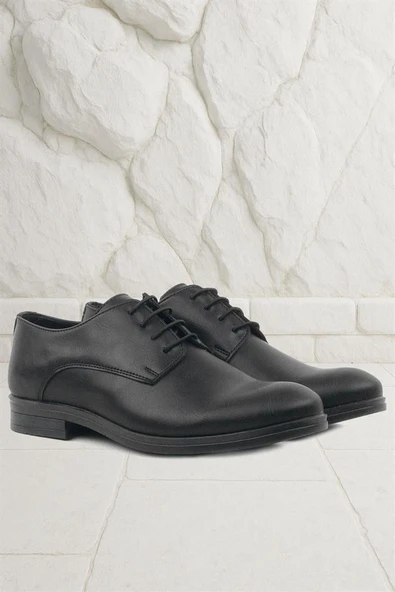 Rakerplus Siyah Mat Bağcıklı Oxford Çocuk Okul Ayakkabısı