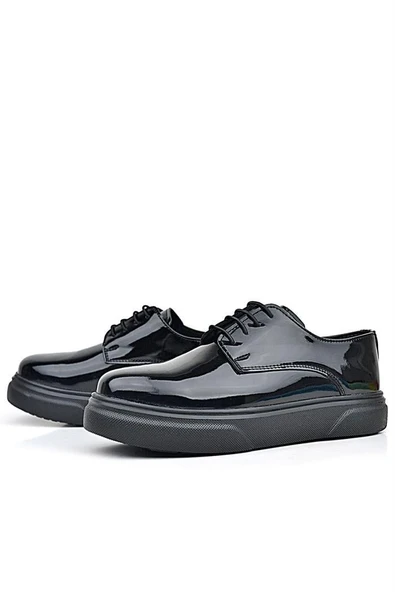 Rakerplus Derby Siyah Rugan Siyah Taban Çocuk Klasik Ayakkabı - Resim 5