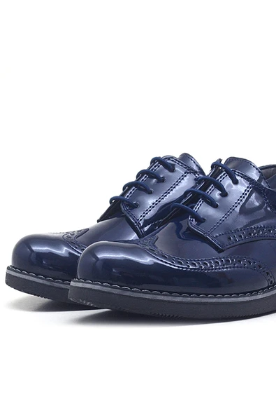 Rakerplus Lacivert Rugan Bağcıklı Klasik Erkek Çocuk Ayakkabı - Resim 6