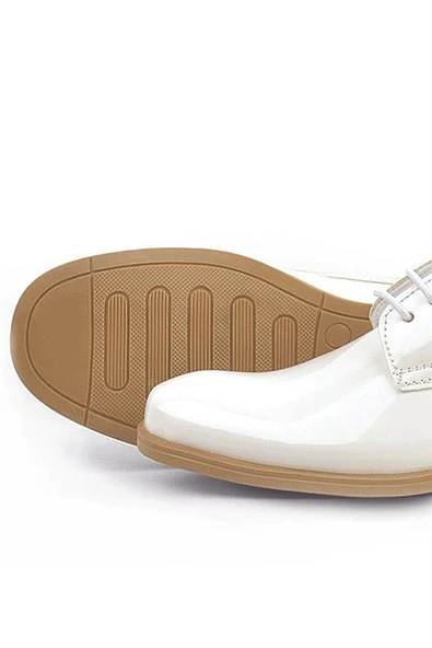 Rakerplus Krem Rugan Bağcıklı Oxford Çocuk Okul Ayakkabısı - Resim 7